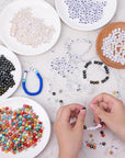2000Pcs Letter Beads for Bracelets, 9 Color round Alphabet Number Beads with 1 Roll Elastic String for Bracelet Necklace Jewelry Making Supplies (7X4Mm)