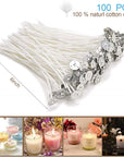 100Pcs Cotton Candle Wicks, 6 Inches Low Smoke Pre-Waxed Candle Wicks for Candle Making, Candle DIY