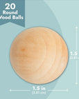 1.5 Inch Wooden Balls for Crafts, Unfinished round Wood Spheres for DIY Projects (20 Pack)