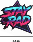 - Stay Rad Patch Retro 80S Embroidered Iron, On/Sew on Cool Patch