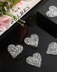 24 Pieces Star Patches Rhinestone Patches Heart Shape Diamond Appliques Adhesive Applique Glitter Repair Patch for DIY Crafts Clothes Bag Pants Wedding Decoration (Heart,Silver)
