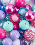 50Pcs Chunk Beads, 20Mm Focal Beads Bubblegum Beads Colorful Pen Beads Large Rhinestone Pearl Beads Loose Beads Spacer Beads for Pen School Jewelry Bracelet Necklace Keychain Craft Making