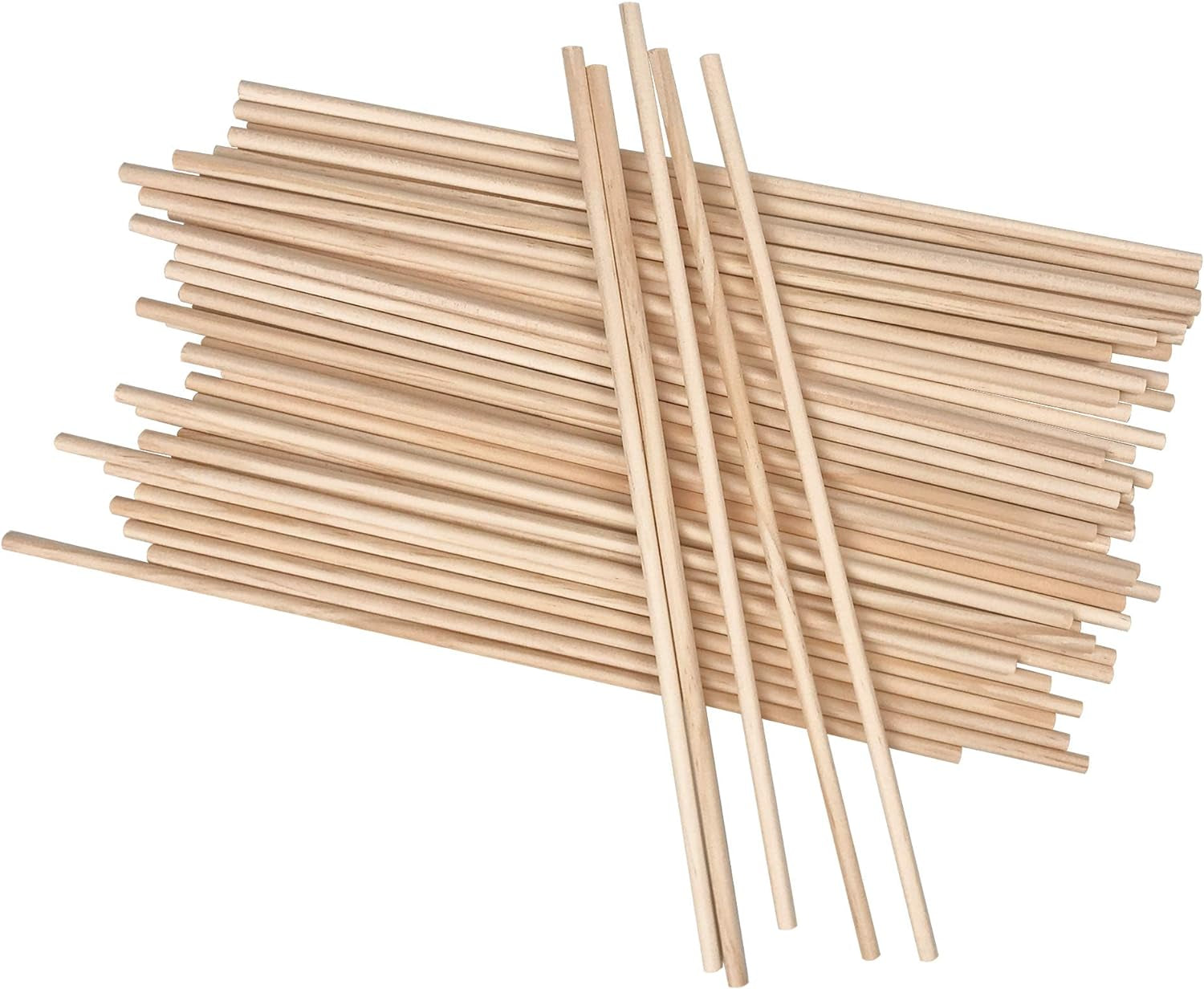 Long Wood Dowel Rods Unfinished Natural Wood Craft Dowel Sticks 50 Pack 1/4 Inch×12 Inch