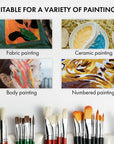 ARTIFY 41 Pieces Long Handle Paint Brushes, Expert Series, Hog Bristle, Horse Hair and Nylon Hairs Art Set Includes a Carrying Canvas Roll, for Acrylic, Oil, Watercolor and Gouache