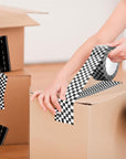 2 Rolls Checkered Flag and Road Track Tapes 109 Yards Black White Buffalo Tapes Decorative Race Car Road Tapes Packing Tapes for Birthday Scrapbook Box DIY Crafts