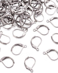 100Pcs Stainless Steel Lever Back Hoop Earrings Surgical Earring Components for Jewelry Makings 13X10X1.5Mm