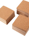 40 Pack Self Adhesive Cork Squares and round DIY Adhesive Cork Board for Coasters and DIY Crafts