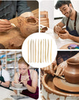 10-Piece Double Ended Clay Sculpting Tools Ceramic Wooden Clay Modeling Sculpture Tools Polymer Modeling Clay Tools Pottery Cutting Tool Kit Supplies for Cutting, Soap Carving and Smoothing