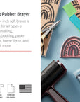 Pop-In Soft Rubber Brayer, 4" – Roller Tool for Crafting and Block Printing, Vinyl, Comfort Grip Handle