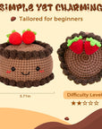 Crochet Kit for Beginners, Crochet Starter Kit with Step-By-Step Video Tutorials, Crochet DIY Knitting Supplies for Adults Kids, Chocolate Strawberry Cake(40%+ Yarn)