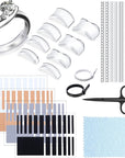 96 Pieces Ring Sizer Adjuster Ring Guards Invisible Ring Sizer Loose Ring Size Reducer with Ring Gauge Measuring Tool Jewelry Polishing Cloth and Scissors for Man and Woman Rings