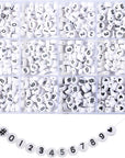 500Pcs 0-9 Acrylic Number Beads in 12 Grid Box round Beads for Bracelets Neckless Friendship Jewelry DIY Making (4X7Mm Box, White)