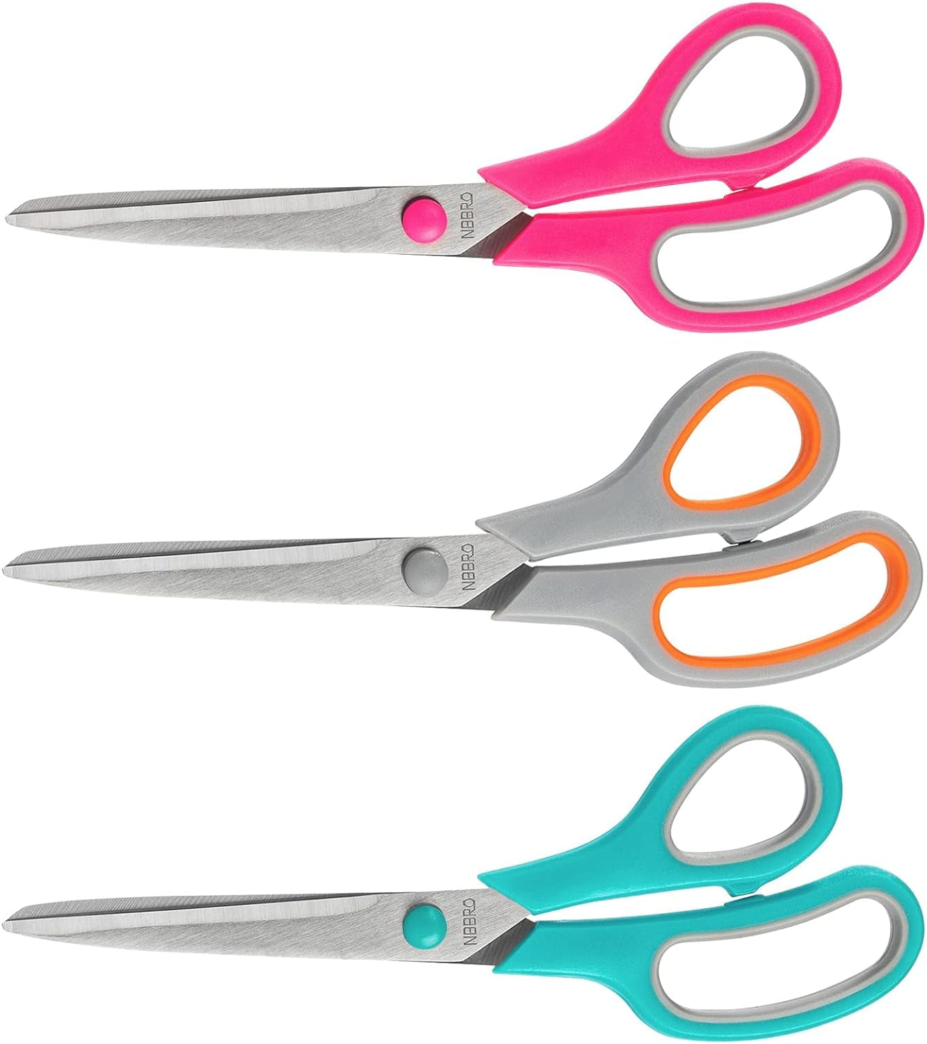 Scissors All Purpose,8.5'' Multipurpose Scissors Bulk 3-Pack,Stainless Steel Sharp Scissors for Office Home School Sewing Fabric Craft Supplies, Red