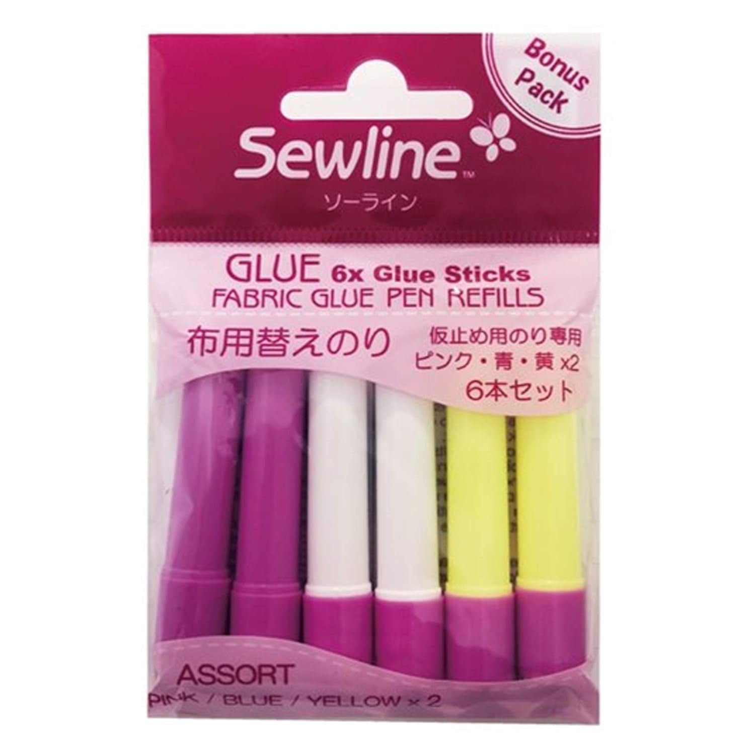 Premium Quality  Multi Assorted Refill for Glue Pen Pink Blue Yellow Fabrics Quilting Notion 6 Pack