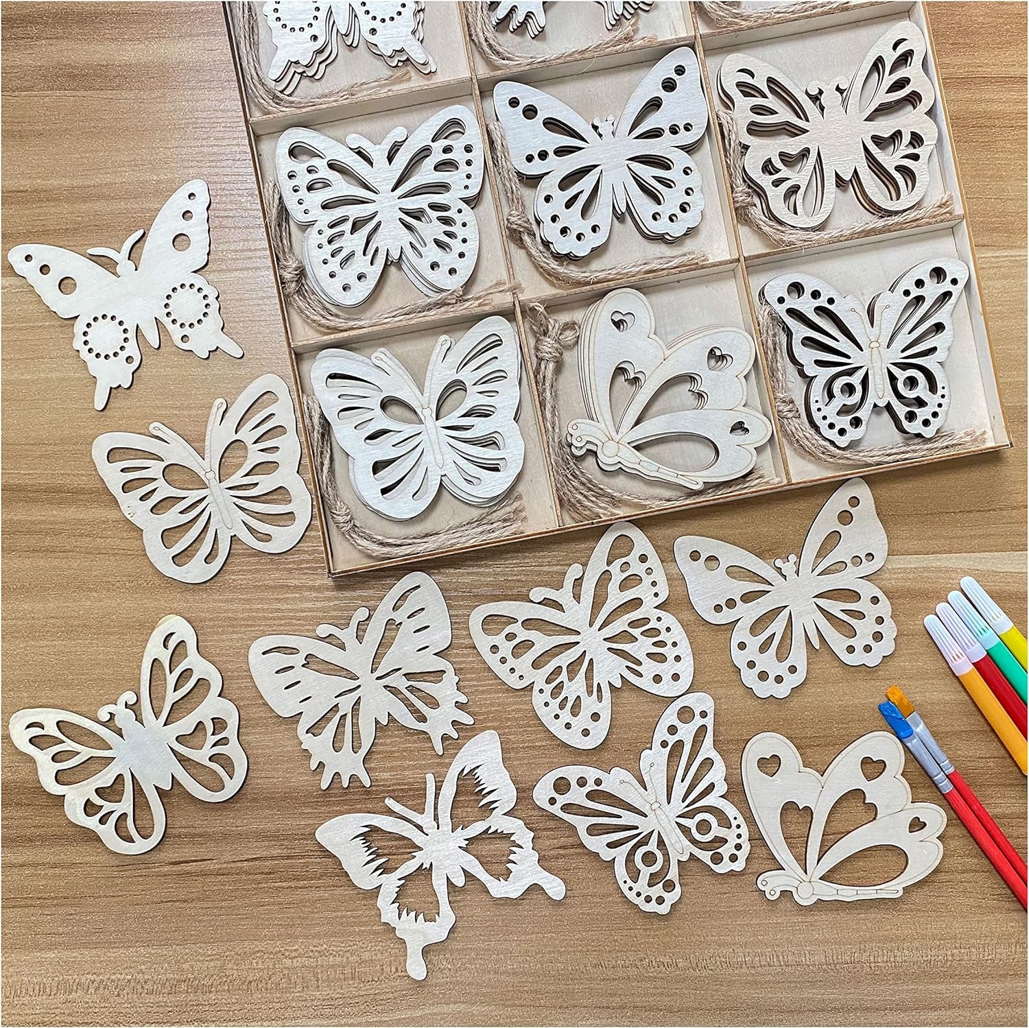 Pack of 45 Unfinished Wooden Butterfly Shaped Cutouts for DIY Crafts 3.5 Inch 5-Count Each