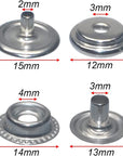 108Pcs 15Mm Stainless Steel Fastener Snap Press Stud Cap Button Marine Boat Canvas Line 24(4 Components, 27Pcs for Each)