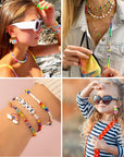 Bracelet Making Kit Pony Beads Fruite Flower Polymer Clay Beads Letter Beads for Jewelry Making, DIY Arts Earring and Crafts Gifts for Girls Age 6 7 8 9 10-12