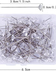 Corsage Boutonniere Pins 2 Inch Bouquet Flower Floral Diamond Rhinestones Pins Crystal Head Clear Straight Pins for Wedding Bridal Hair Accessories Jewelry Decoration DIY Craft Sewing 100 Pack