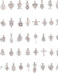 Pearl Bead Cages Pendants Necklace Charms for Adults Women DIY Jewelry Making Aromatherapy Diffuser Necklace Lockets Metal Charms for Crafts
