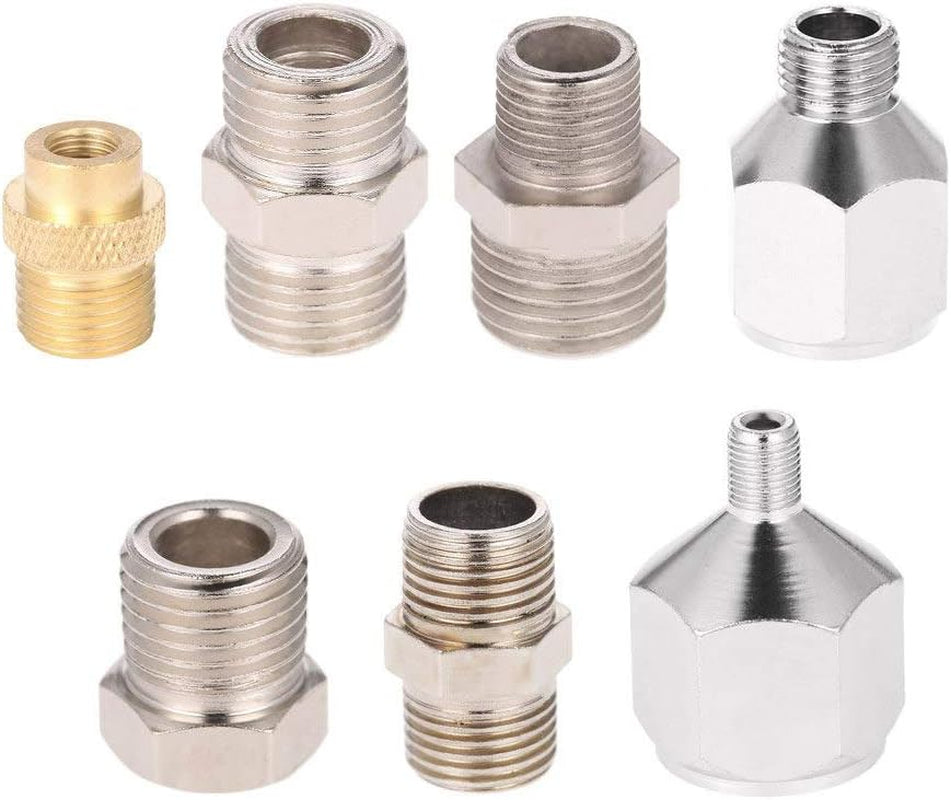 Professional 7Pcs Airbrush Adaptor Kit Fitting Connector Set for Air Compressor & Airbrush Hose