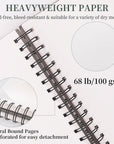 9"X12" Drawing Paper,100 Sheets, Top Spiral Sketch Pad, 68Lb/100Gsm, White.