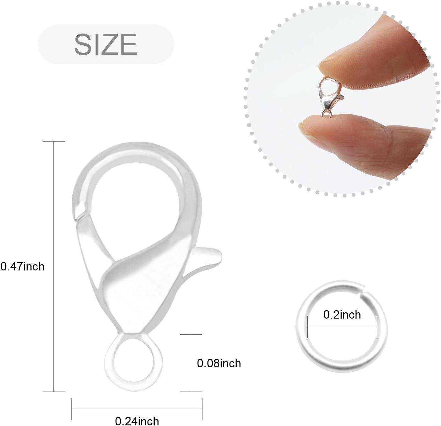 Lobster Clasps for Jewelry Making,  300 Pcs 12Mm Silver Lobster Claw Clasps with Jump Rings for DIY Necklace Bracelets(Silver)