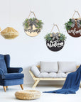 6 Pack Wood Circles for Crafts 14 Inch Unfinished Wood Slices Blank Wooden Door Hanger Sign round Wood Discs with Bows Twine Glue Point for DIY Crafts Painting Christmas Home Holiday Decor