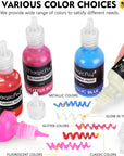 3D Fabric Paint, 40 Colors Permanent Textile Paint with 3 Brushes and Stencils, Permanent Fabric Paint with Fluorescent, Glow in the Dark, Glitter, Metallic Colors for Clothing, T-Shirt, Glas