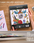 9X12" Premium Sketch Book Set, Spiral Bound, 100 Sheets (100G/M2), Acid-Free Drawing Paper, Ideal for Kids, Teens & Adults (Set of 1)