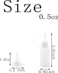 18 Pcs Precision Tip Applicator Bottles, 0.5 Ounce Translucent Glue Bottles, with 2 Funnel, Multicolor Lids
