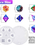 Resin Molds Silicone, Dice and Dice Box Epoxy Resin Molds with 7 Standard Stereoscopic Dice Cavities, Silicone Molds for Resin, DND Dice and Dice Organizer Dice Making Kit, Table Board Game