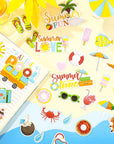 100 Pcs Summer Themed Paper Die Cuts Cardstock Scrapbook Die Cuts Scrapbooking Summer Cut Outs Scrapbook Embellishments for Summer Bulletin Board Decorations DIY Craft Making Supplies