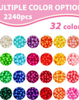 Pearl Beads, 2240Pcs Round, 32 Colors, Plastic, for Bracelets Making, Jewelry Crafting