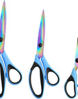Craft Scissors, All Purpose Sharp Titanium Blade Shears, Comfortable Grips, School Scissors Set of 3 Pack, Ideal for Office, Home, Sewing, Fabric, Kitchen, Arts and DIY Supplies, 9.3"/8.5"/5.6", Blue
