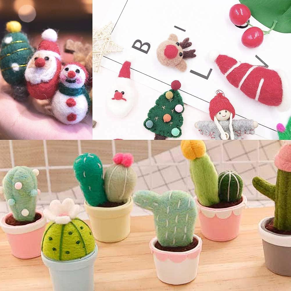 Needle Felting Kit, Wool Roving (5G/Color), Complete Needle Felting Starter Kit with Basic Felt Tools and Supplies Wool Fibre Spinning Craft Wet Felting Material for Beginners