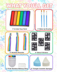 Pride Face Paint Kit - 6 Color Rainbow Face Body Paint with Pride Makeup Stick, Stencil Stickers, and Pride Bracelet - Perfect for Gay Pride Parade, Pride Month Celebrations and Party