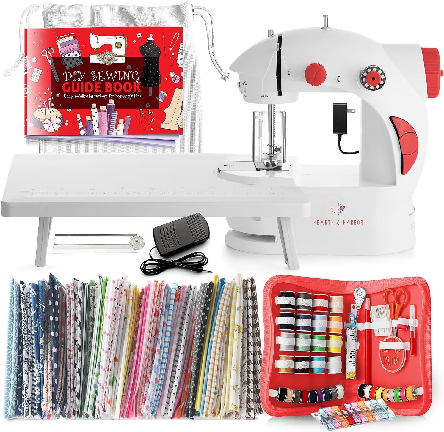 Mini Sewing Machine for Beginners Adult, 48-Piece Portable Sewing Machine, Dual Speed Small Sewing Machine, Adults and Kids Sewing Machine, Travel Beginner Sewing Machines with Sewing Kit and Book
