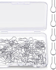 200 Pieces High Temperature Nichrome Wire Jump Rings R Shaped Hanging Burning Needle with 1 Plastic Storage Box Nichrome Hooks for Hobbyists DIY Pendant Ceramic Ornaments Fusing in Glass