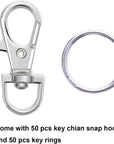 Metal Swivel Lanyard Snap Hooks and Split Key Rings Chain Hook Keychain, 100 Pieces