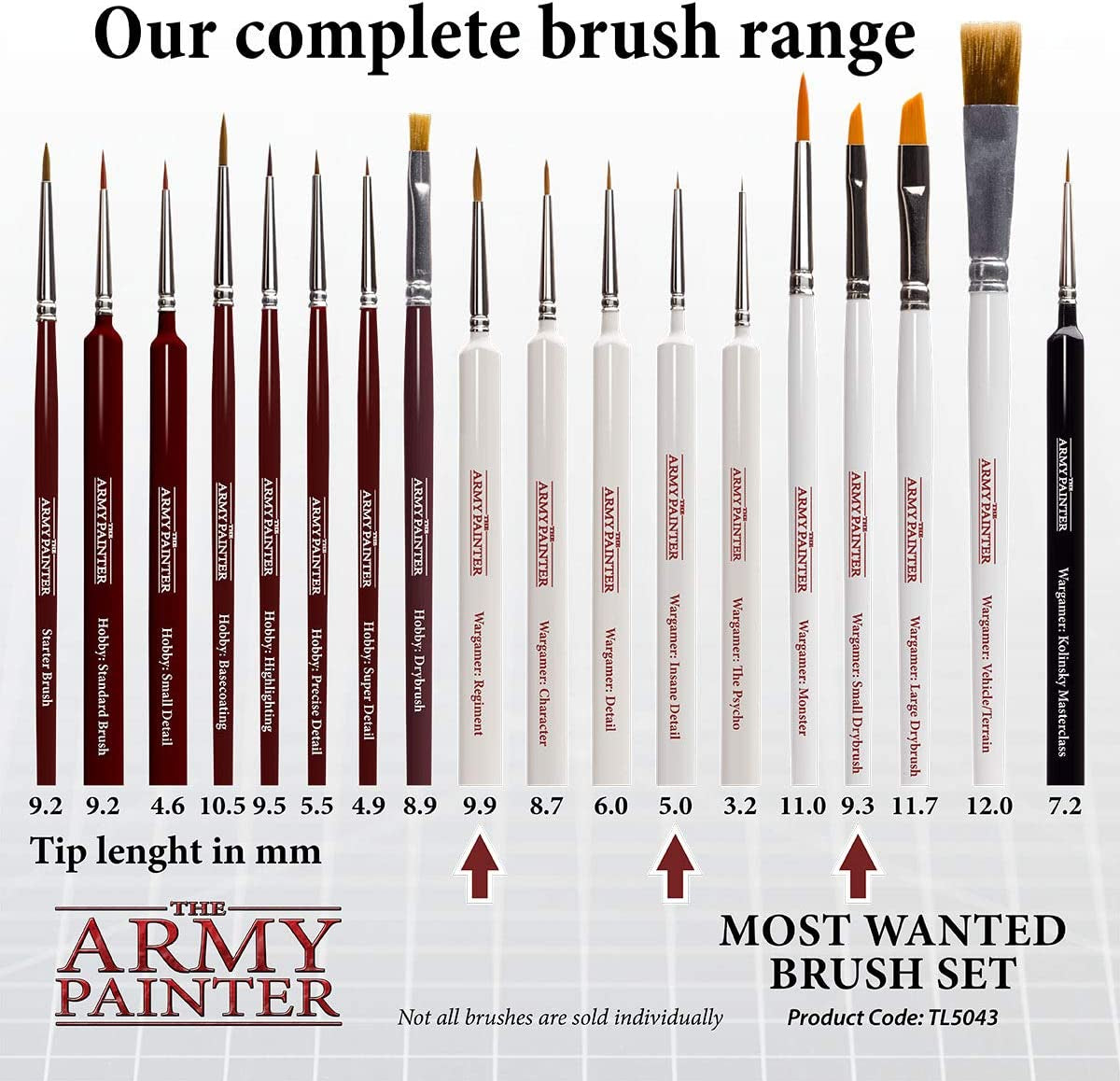 Most Wanted Brush Set - Miniature Small Paint Brush Set of 3 Acrylic Paint Brushes - Drybrush, Regiment Model Paint Brush & Fine Detail Tip Paint Brush for Watercolor Oil Painting