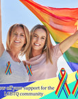 Ribbon Rainbow Pins Gay Pride Ribbon with Safety Pins Bulk, Satin LGBTQ Pins for Pride Parades, Gay Pride Satin Pins for Women Men Clothes Bag Decoration, 6.3 X 0.5 Inch (250 Pieces)