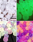 1500 Pcs UV Beads, Glow in the Dark Beads Color Changing Sun Sensitive UV Reactive Pony Beads, Plastic Solar Beads with Crystal Elastic String & 2 Elastic Cords