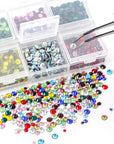 5400Pcs Multicolor Rhinestones 12 Mixed Color Hotfix Rhinestones Flatback Gemstones and Crystals for Halloween Costume Accessories, Crafts with Tweezers and 2 Picking Pens