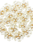 20Pcs Pearl Rhinestone Embellishments Flower Flatback Buttons Rhinestone Charms for Shoe Decoration Jewelry Making Clothes Brooch Wristband and Wedding Bouquet DIY