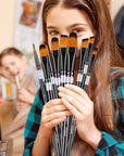 Paint Brushes Set for Acrylic Painting, 16 Pcs Nylon Hair Paint Brushes for Oil Watercolor Face Body Rock Painting Artist, Art Painting Brush Kits for Beginners and Professionals
