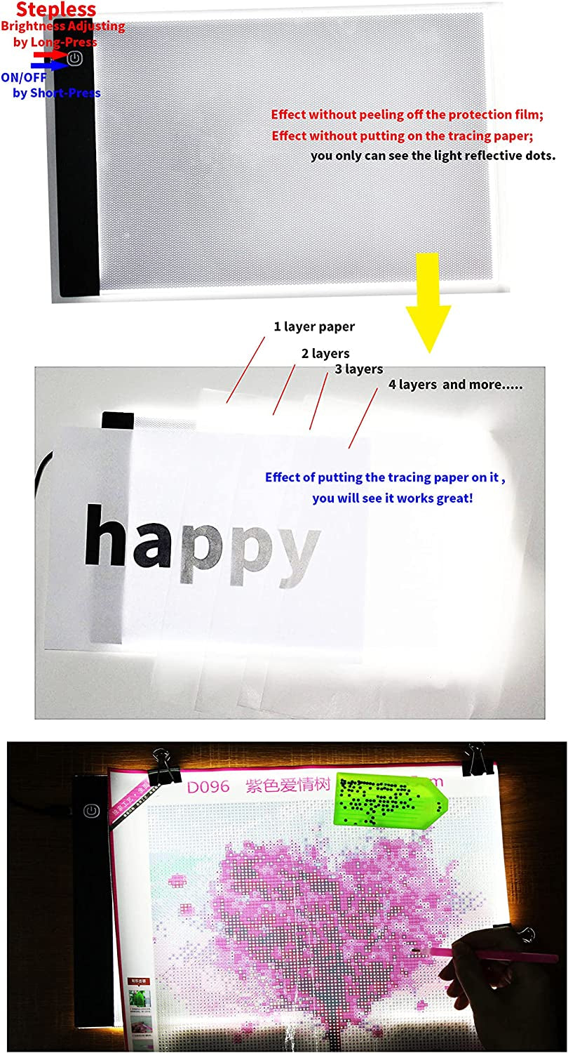 Portable A4 Tracing LED Board Light Box, Ultra-Thin Dimmable USB Cable Powered Artcraft Trace Light Pad Copy Boxes for Artists Tattoo Drawing, Sketching Tracer, Animation, X-Ray