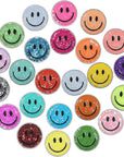 24 Pcs Smile Face Patch Iron on Patches 2 Inch Chenille Cute Preppy Happy Face Patches Glitter Heat Sequins Applique for Backpacks Hats Clothes Jackets Decorative DIY Craft(Sequin Style)