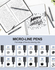 Drawing Pens Black Art Pens for Drawing 12 Size Waterproof Ink Pens for Artists Sketching, Manga, Writing