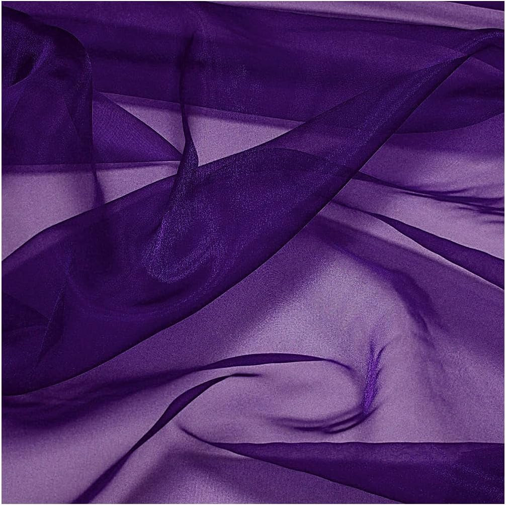 Pack of 25 Yards Long Bridal Solid Sheer Organza Fabric Bolt for Wedding Dress, Fashion, Crafts, Decorations, Backdrop, Christmas Craft Supplies, Silky Shiny Organza Fabrics 44” Wide- Dark Purple