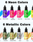 Airbrush Paint Set - 30 Colors Ready to Spray Airbrush Kit with 2 Cleaning Brush, Water Based Acrylic Air Brush Paint for Metal, Plastic Models, Artists - 0.7Fl Oz